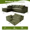 thumbnail image 4 of Leumius L-Shape Sectional Sofa Couch with Comfy Chaise,Corduroy Sleeper Sofa Couches, Green, 4 of 7