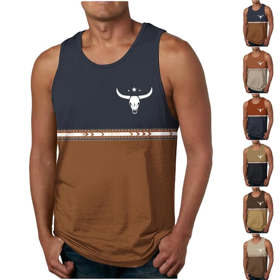 FRSASU Mens Tank Tops Beach Summer Casual Moisture Wicking Sleeveless Shirts Graphic Cotton Tank Tops for Men Gym Workout Navy