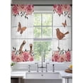 thumbnail image 3 of Pink Roses Birds Sheer Curtains 63 Inches Length 2 Panels Set, Window Sheer Curtains for Living Room/Bedroom, Spring Floral Butterflies Gray Wooden Light Filtering Rod Pocket Curtain 52''x63''x2, 3 of 8