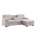 thumbnail image 3 of Benjara Geni Sleeper Sectional Sofa with Right Chaise, Beige, USB C Port, 3 of 6