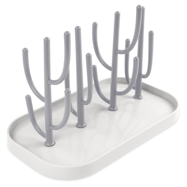 Tendedero para biberones, tendedero para biberones con bandeja de goteo, accesorios para biberones sin BPA para secar tetinas, vasos y accesorios de biberones (gris)