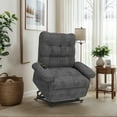 thumbnail image 2 of Segmart Power Lift Recliner Chair for Elderly, Heavy Duty 330lbs Antiskid Classic Fabric Linen Sofa Chair, 3 Motors Ergonomic Lounge Single Sofa with Overstuffed Arms and Remote Control, Grey, 2 of 10