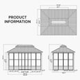 thumbnail image 4 of PURPLE LEAF 10 X 15 Hardtop Gazebo Outdoor Wood Grain Aluminum Frame Galvanized Steel Double Roof Netting and Curtains Patio Deck Backyard Garden, 4 of 9