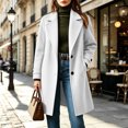 thumbnail image 4 of Hzzrkos Women Casual Loose Solid Color Lapel Collar Long Sleeve Double Breasted Pocket Long Coat Winter Outerwear Wool Blend Jacket Overcoat White XXL, 4 of 8