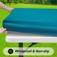 thumbnail image 2 of decorUhome Waterproof Vinyl Fitted Table Cloth For 30"x 72" Rectangle Tablecloth, Wipeable Elastic Table Cover , Turquoise, Indoor or Outdoor, 2 of 7