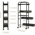 thumbnail image 6 of UDONX Slim Storage Cart 4 Tier with Pull Out Basket Bathroom Organizer Rolling cart, Rolling Utility Cart Slide Out Organizer for Kitchen, Bathroom, Laundry Black, 6 of 8