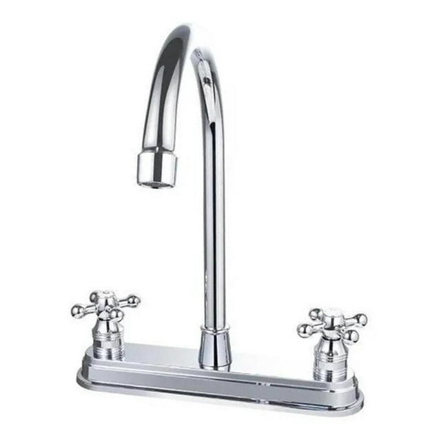 Llave Mezcladora Grifo Doble Cromada Fregadero Tarja Comando Aquaway Diseño Elegante