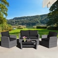 thumbnail image 1 of Gymax 4PCS Patio Rattan Conversation Set Outdoor Furniture Set w/ Black Cushions, 1 of 10