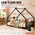 thumbnail image 4 of SESSLIFE Montessori Floor Bed, Twin Size Toddler Floor Bed with Roof and Guardrail, House-Shaped Design, No Box Spring Needed, Toddler Bed Frame for Kids, Black, 4 of 9