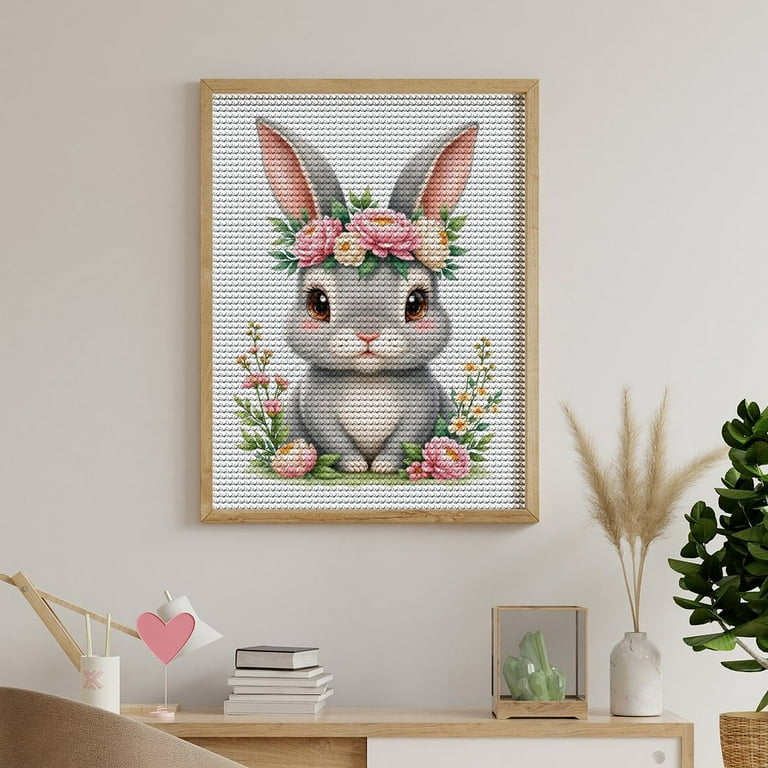 Diamond Painting - Witte bloemen en blauwe vogels - Figured'Art