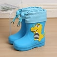 thumbnail image 2 of Baby Rain Boots Classic Children Dinosaur Decorated Rain Boots Lightweight Rubber Water Shoes with Elastic Toggle Closure Rain Boots for Boys Sky Blue 7 Years-8 Years, 2 of 4