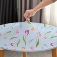 thumbnail image 3 of Outdoor Round Small Fitted Tablecloth with Elastic Light Blue Floral Fitted Tablecloth Spandex Stretchy Fabric Coffee Table Cover for Party Wrinkle Free Non Slip Elegant Tulip, 3 of 6