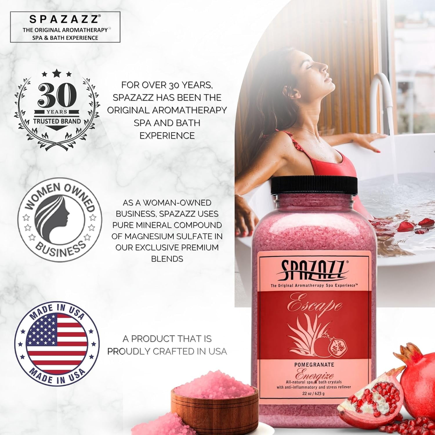 Spazazz Aromatherapy Spa and Bath Crystals - Pomegranate 22oz (2 Pack)