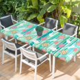 thumbnail image 2 of Easter Bunny Eggs Table Cloths for 8 Foot Rectangle Tables, Spring Leaves Daisy Flowers Green Stripes Patio Waterproof Elastic Fitted Tablecloths, Washable Rectangular Table Cover for Camping, 2 of 8