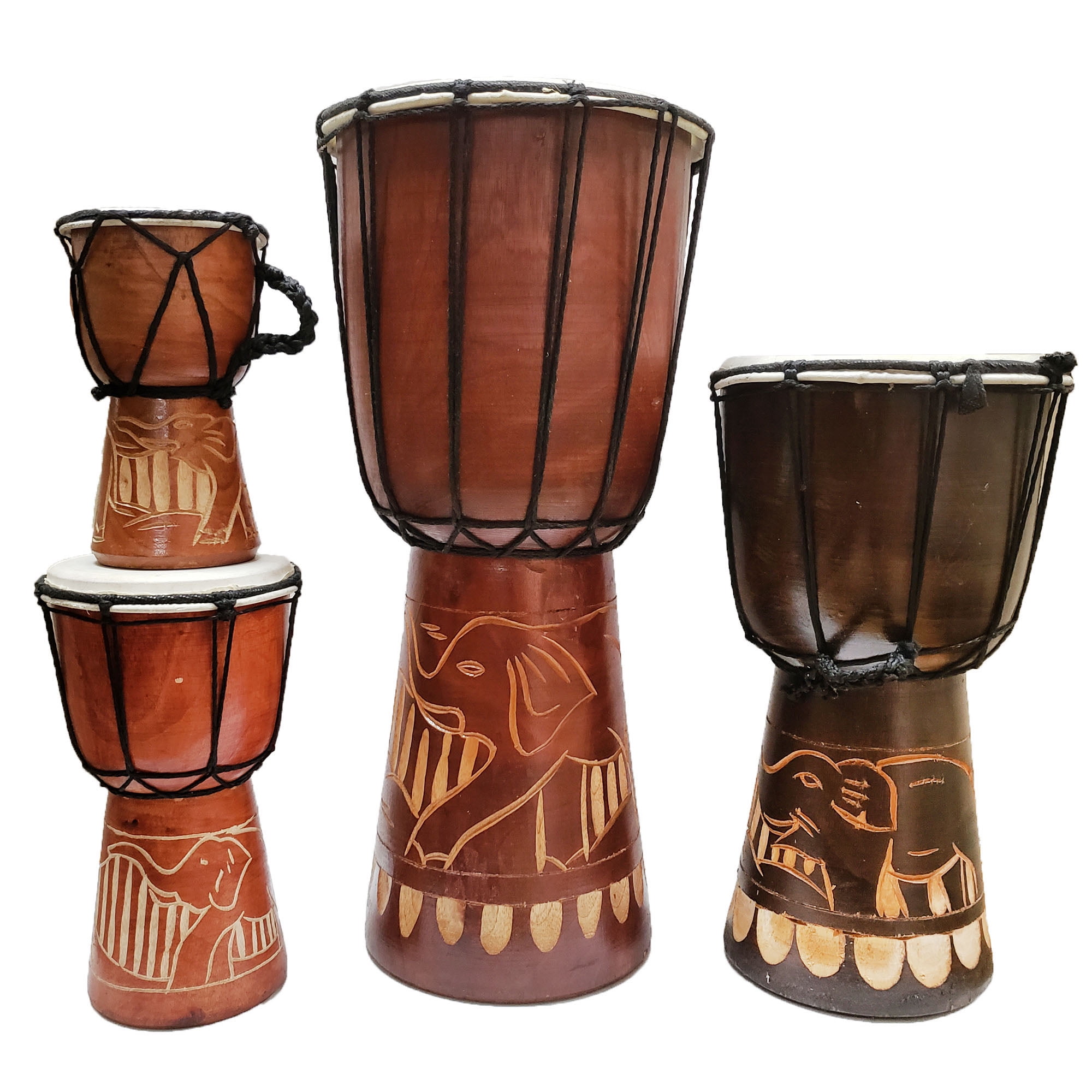 Stoneage Arts Djembe Drum, Hand Carved Bongo, African Inspired Music, Unique Decor, 12" Tall