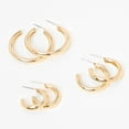 thumbnail image 1 of Claire's 3pk Gold Hoop Huggie Earrings, 1 of 2