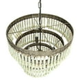 thumbnail image 4 of Creative Co-Op 3-Tier Round Metal Chandelier with 3 Lights & Hanging Wood Beads, 4 of 7