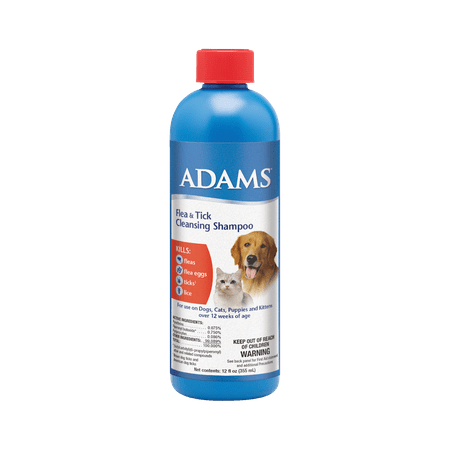 Adams Flea and Tick Control Cleansing Shampoo for Cats and Dogs 12 ounces 12