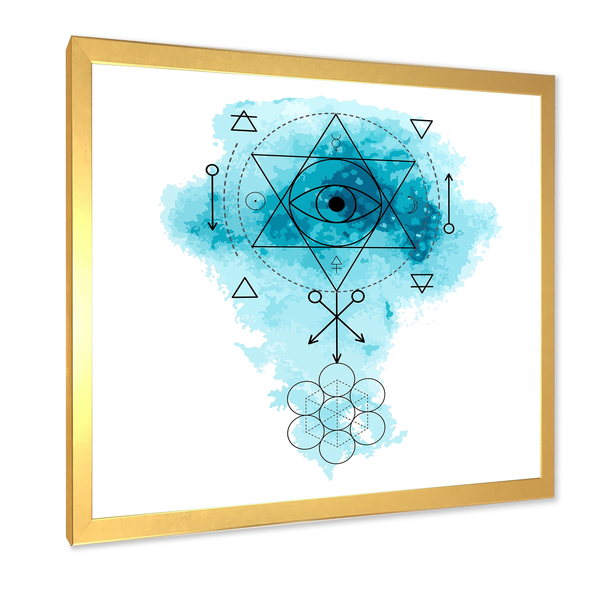 Designart 'Sacred Geometry and Symbol of Alchemy II' Bohemian & Eclectic Framed Art Print