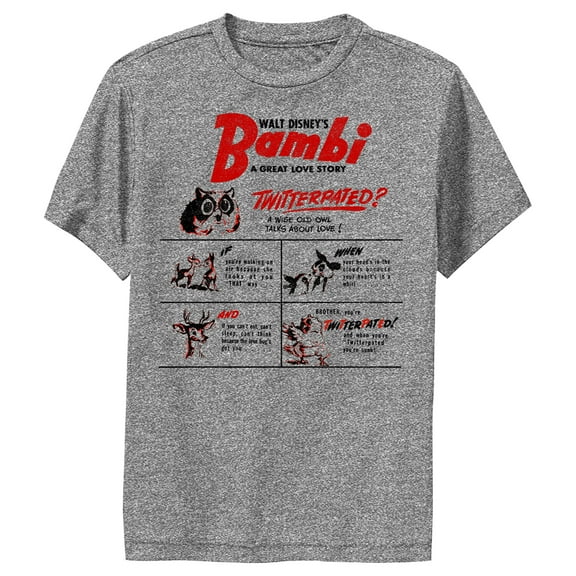 Boy's Bambi Twitterpated Love Advice Performance Graphic Tee Charcoal Heather Medium