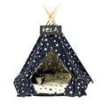thumbnail image 2 of Tente Portable pour Chat Chien Motif Étoile Lit Pliable avec Coussin, 2 of 10