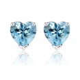 thumbnail image 1 of JeenMata Hermosos Aretes Tipo Botón con Topacio Azul de Talla Corazón de 1 Quilate (Piedra Natal de Diciembre) en Baño de Oro Blanco de 18 K sobre Plata, 1 of 5