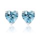 thumbnail image 1 of JeenMata Hermosos Aretes Tipo Botón con Topacio Azul de Talla Corazón de 1 Quilate (Piedra Natal de Diciembre) en Baño de Oro Blanco de 18 K sobre Plata, 1 of 5
