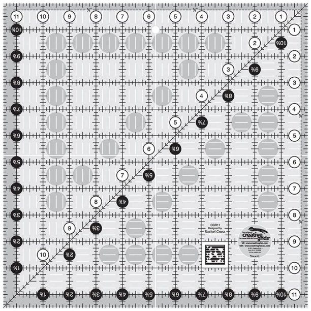 creative grids 11 5 square quilting ruler template cgr11 easy to read on either light or dark fabrics markings printed in 1 inch grids by visit the creative grids store walmart com
