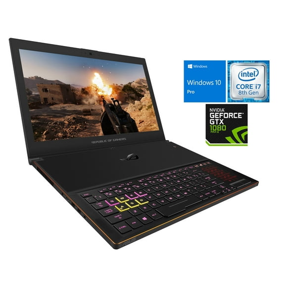 ASUS ROG Zephyrus Gaming Notebook, 15.6" IPS 144Hz FHD Display, Intel 6-Core i7-8750H Upto 4.1GHz, NVIDIA GTX 1080 8GB, 8GB RAM, 256GB NVMe SSD, Backlit Keyboard, Wi-Fi, Bluetooth, Windows 10 Pro