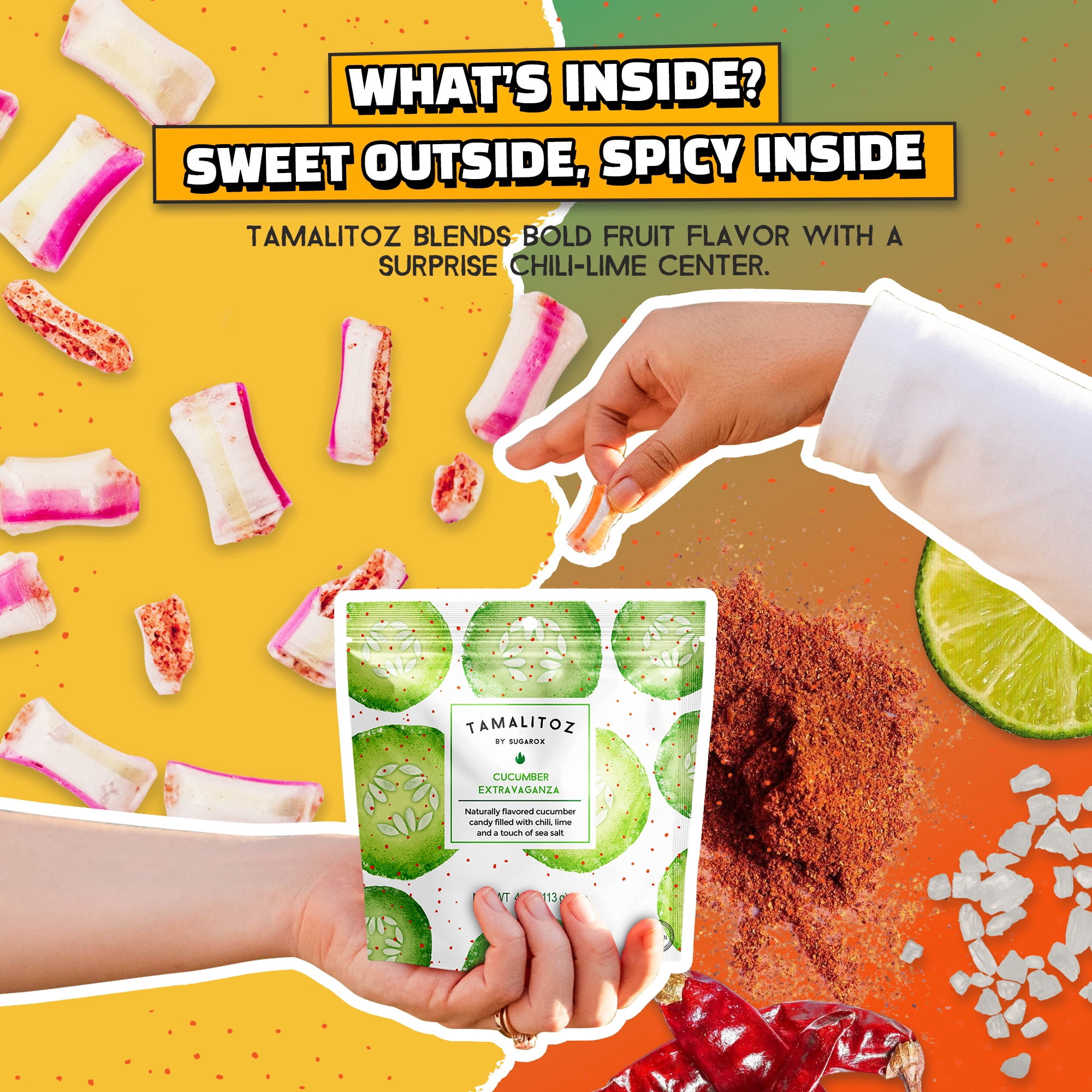 Tamalitoz Cucumber Extravaganza – Spicy Mexican Hard Candy – 5 Bags (4oz Each)
