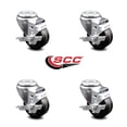thumbnail image 2 of 3 Inch Phenolic Wheel Swivel Bolt Hole Caster Set with Brake Service Caster, 2 of 2