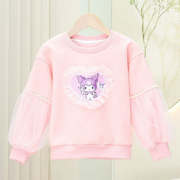 Sudadera de Sanrio para niñas, camisa de fondo, ropa de otoño e invierno para niños, dibujo animado de Hello Kitty, lindo y versátil regalo navideño