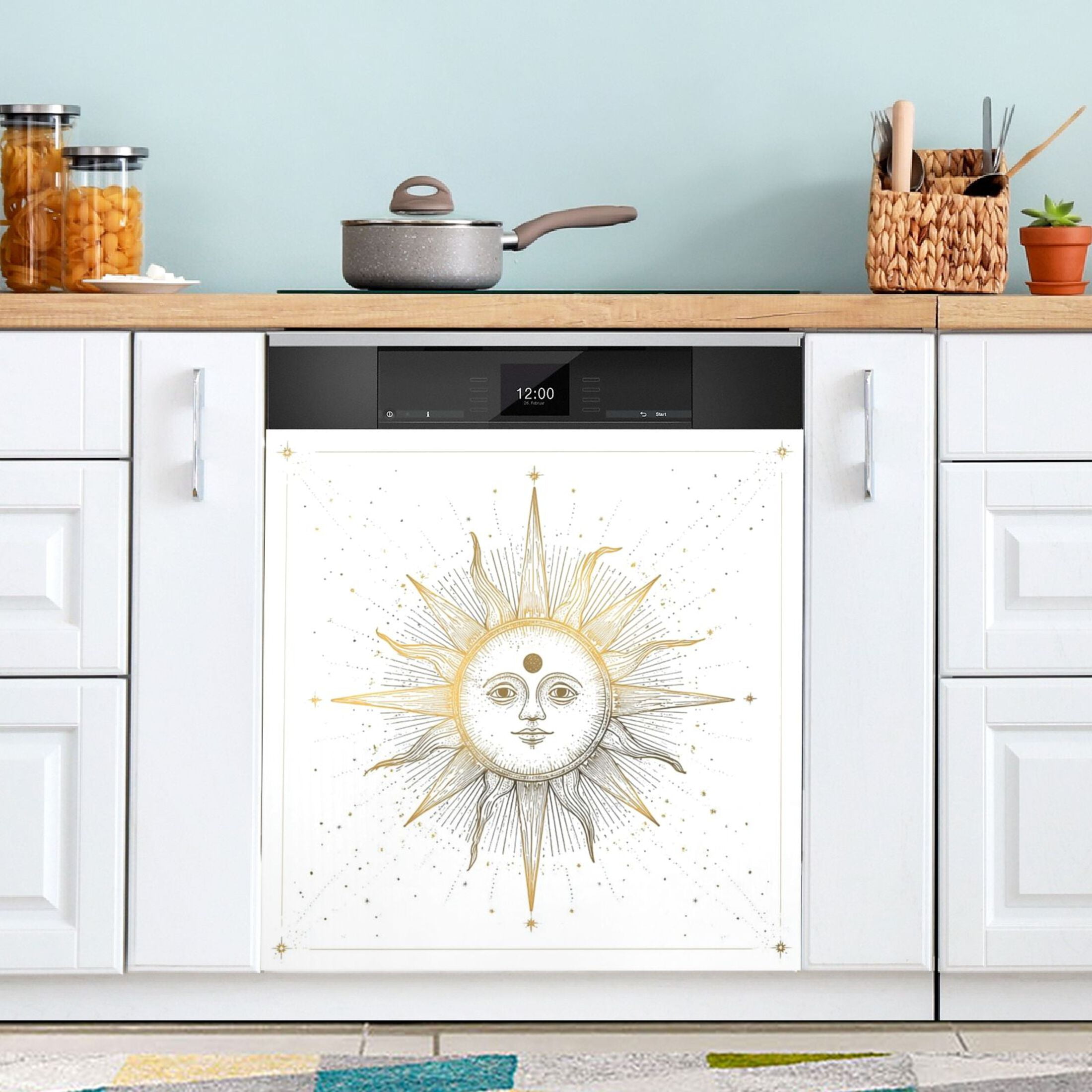 IAUYY Magnetic decorative sticker - 23x26 Inch PVC Refrigerator Decorative Cover, Removable DIY Art for Kitchen Appliances A Line Drawing