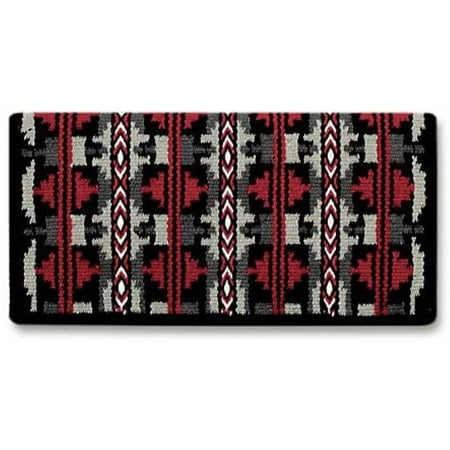 UPC: 0739477464113 | Mayatex Broken Arrow Wool Saddle Blanket- Black/Charcoal/Red