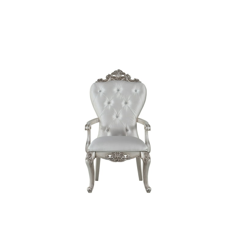 Acme Gorsedd Arm Chair (Set-2), Cream Fabric & Golden Ivory