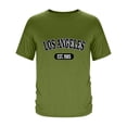 thumbnail image 4 of ibuvkizy Mens Graphic Tees Short Sleeve Crew Neck Casual Letter Print Summer Pullover Army Green,L, 4 of 5