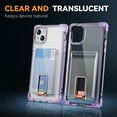 thumbnail image 6 of Design for iPhone 15 Case with Card Holder, Wallet Ring Holder Kickstand Case Clear Slim Four Corner Enhanced Protective Cover Anti-Scratch Shockproof Phone Card Case for iPhone 15, Purple, 6 of 8