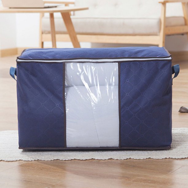 Bolsa de edredón con cremallera no tejida horizontal y vertical de gran capacidad, bolsa de almacenamiento visual para ropa de hogar, almohadas y edredones