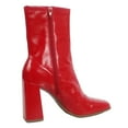 thumbnail image 3 of Delicious Women's Square Toe Mid Calf Block Heel Ankle Bootie, Red ,  6 M US, 3 of 6