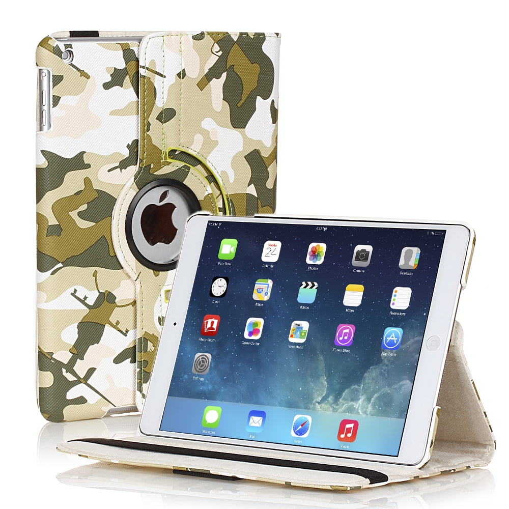 iPad Air 2 Case (Camouflage Army Green) 360 Degree Rotating Synthetic
