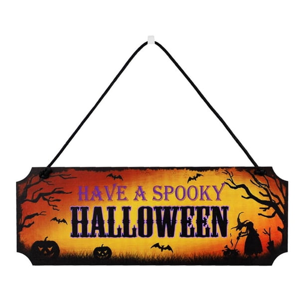 Halloween Door Hanging Sign Happy Halloween Wooden Plaque Board Sign Decor for Home