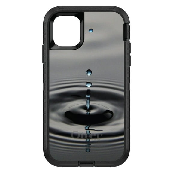DistinctInk OtterBox Defender Custom Case for Apple iPhone 15 (6.1" Screen) - Single Water Droplet - Slim Profile Design