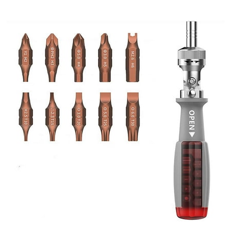 

Ratcheting Screwdriver Built-in Bit 10 Pcs Multifunctional Screwdriver Bits Labor-saving Screwdriver For Home Work Furniture Auto Repair-S2-turnable