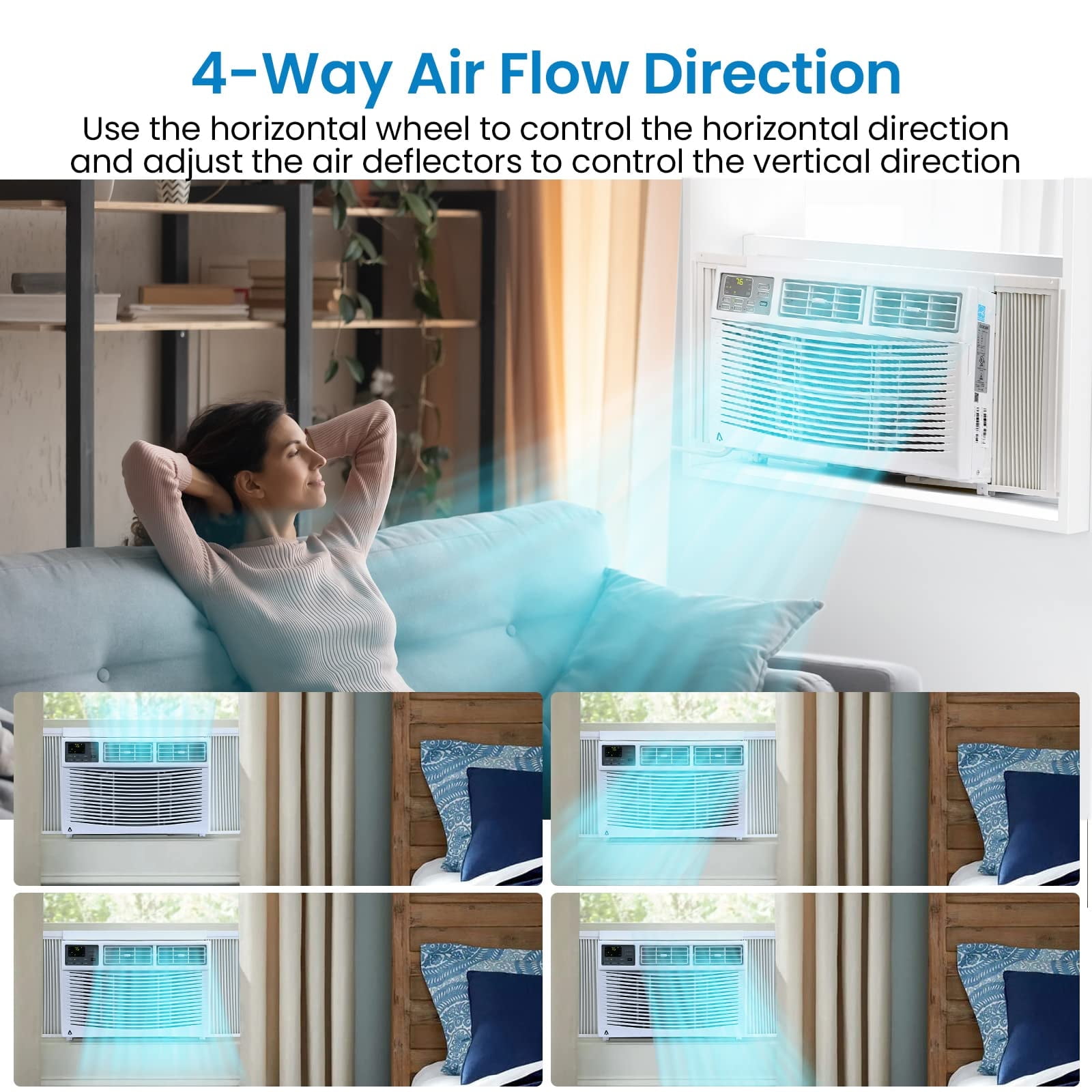 Air Conditioner, 10000 BTU Turbo Fast Cooling AC Unit Remote/App Control, Flexible Window Opening(T Design Install Kit), 24H Timer, Washable Filter,White
