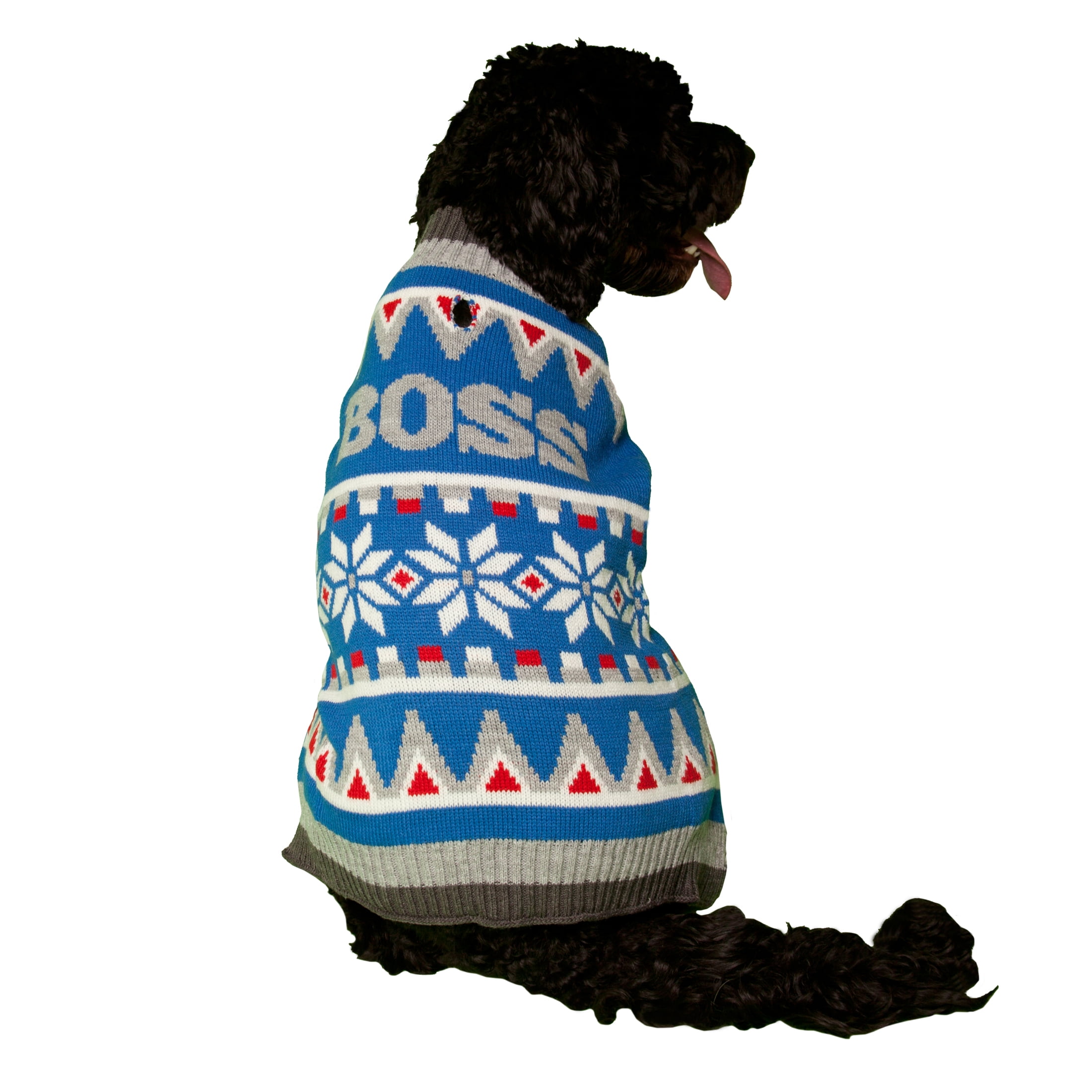 Vibrant Life Holiday Blue Boss Fair Isle Dog Sweater