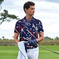 thumbnail image 2 of Kdxio Red White Blue Fireworks 1 Print Men's Short Sleeve Polo Shirt,Midweight Men's Shirt, 2 of 5