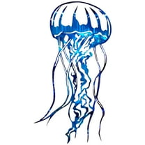Metal Jellyfish Wall Decor Sea Wall Art Tropical Fish Hanging Sculpture Beach Theme Decor for Living Room Office Garden