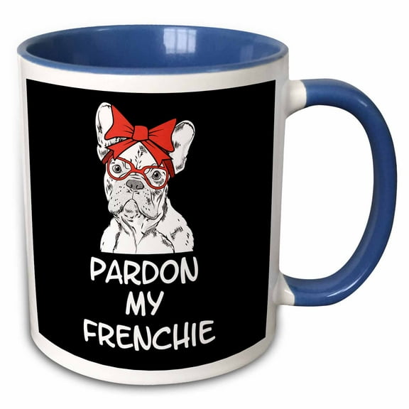 3drose, Pardon My Frenchie French Bulldog Dog Pet Doggy, 15oz Two-tone Blue Mug
