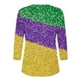 thumbnail image 4 of YUGYXL Summer Plus Size 3/4 Length Sleeve Tshirt for Women Mardi Gras Mask Printed Loose Cozy Costume Trendy Crew Neck Lightweight Tunic Clothes Celebration Tees, 4 of 5