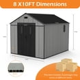 thumbnail image 2 of Domi 8x10 Ft Resin Outdoor Storage Shed with Floor, Weatherproof Plastic Garden Shed for Tools, Bikes, Lawn Mower, Patio & Backyard, 2 of 7